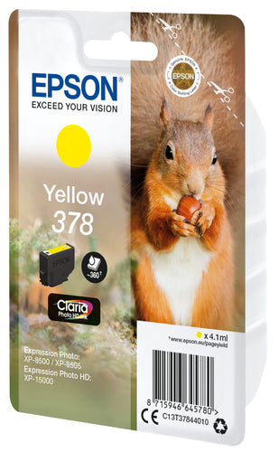 Epson Squirrel Singlepack Yellow 378 Claria Photo HD Ink Epson Squirrel Singlepack Yellow 378 Claria Photo HD Ink